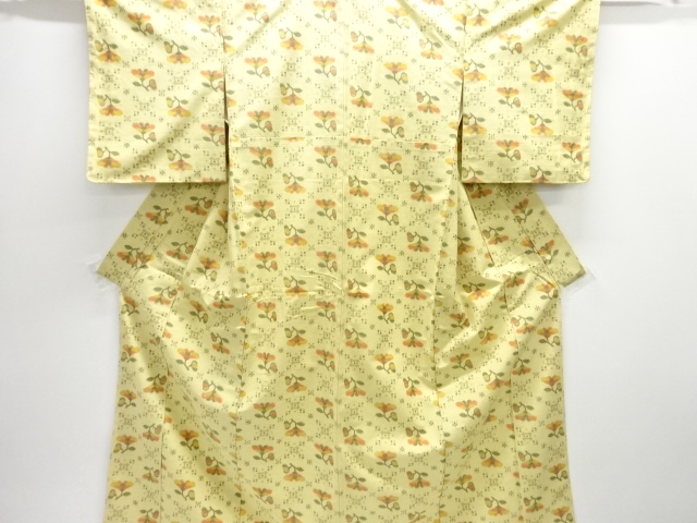 JAPANESE KIMONO / TSUMUGI / WOVEN FLOWER